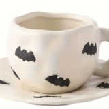 Halloween kop en schotel (wit)