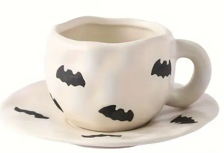 Halloween kop en schotel (wit)