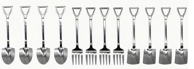 Set lepeltjes en vorkjes (zilverkleur)