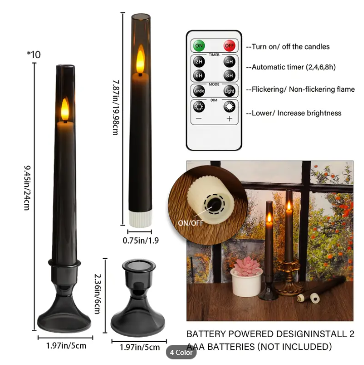 LED kaarsen zwart (één maat) - Afbeelding 3